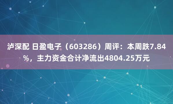 泸深配 日盈电子(603286)周评:本周跌7.84%,主力资金合计净流出4804.25万元