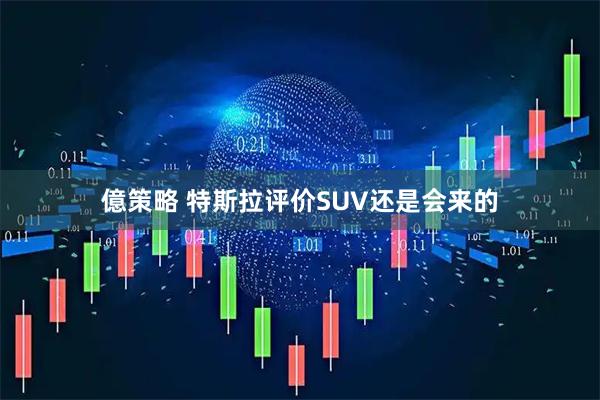 億策略 特斯拉评价SUV还是会来的