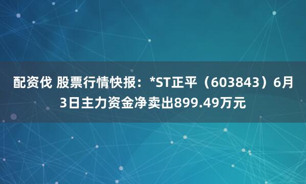 配资伐 股票行情快报：*ST正平（603843）6月3日主力资金净卖出899.49万元
